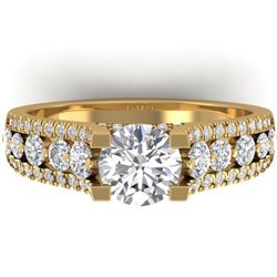 2.55 ctw Certified VS/SI Diamond Art Deco Micro Ring 14k Yellow Gold - REF-413W6H