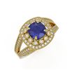 Image 1 : 2.69 ctw Certified Sapphire & Diamond Victorian Ring 14K Yellow Gold - REF-99F3M