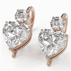 1.8 ctw Heart Diamond Designer Earrings 18K Rose Gold - REF-364X3A