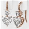 Image 3 : 1.8 ctw Heart Diamond Designer Earrings 18K Rose Gold - REF-364X3A