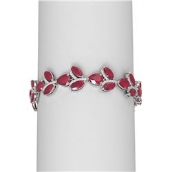 40.92 ctw Ruby & Diamond Bracelet 18K White Gold - REF-527X3A