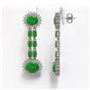 Image 2 : 10.72 ctw Jade & Diamond Earrings 14K White Gold - REF-174A2N