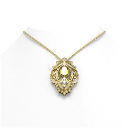 6.05 ctw Canary Citrine & Diamond Necklace 18K Yellow Gold - REF-213F8M
