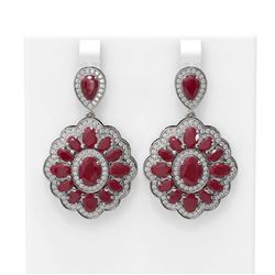 19.42 ctw Ruby & Diamond Earrings 18K White Gold - REF-344X2A