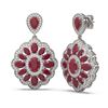 Image 2 : 19.42 ctw Ruby & Diamond Earrings 18K White Gold - REF-344X2A