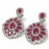Image 3 : 19.42 ctw Ruby & Diamond Earrings 18K White Gold - REF-344X2A