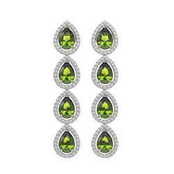 7.88 ctw Tourmaline & Diamond Micro Pave Halo Earrings 10k White Gold - REF-178M5G