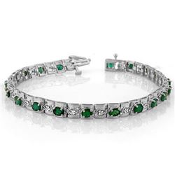 4.09 ctw Emerald & Diamond Bracelet 14k White Gold - REF-118N2F