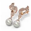 Image 3 : 3.73 ctw Diamond & Pearl Earrings 18K Rose Gold - REF-426G8W