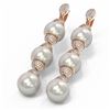 Image 3 : 3 ctw Diamond & Pearl Earrings 18K Rose Gold - REF-358K9Y