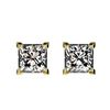 Image 1 : 1 ctw Certified VS/SI Quality Princess Diamond Stud Earrings 10k Yellow Gold - REF-120M3G