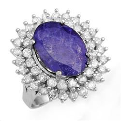 8.78 ctw Tanzanite & Diamond Ring 18k White Gold - REF-401Y5X