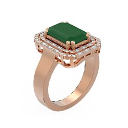 6.6 ctw Emerald & Diamond Ring 18K Rose Gold - REF-263R6K