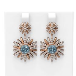 5.63 ctw Aquamarine & Diamond Earrings 18K Rose Gold - REF-253G8W
