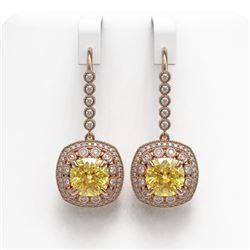 14.4 ctw Canary Citrine & Diamond Victorian Earrings 14K Rose Gold - REF-239X5A