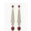 Image 1 : 9.18 ctw Ruby & Diamond Earrings 18K Yellow Gold - REF-520H2R