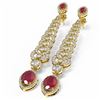 Image 3 : 9.18 ctw Ruby & Diamond Earrings 18K Yellow Gold - REF-520H2R
