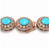 Image 3 : 86.75 ctw Turquoise & Diamond Victorian Necklace 14K Rose Gold - REF-2583X6A