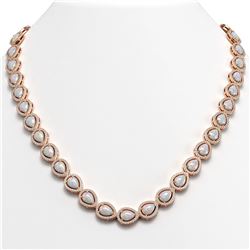 27.93 ctw Opal & Diamond Micro Pave Halo Necklace 10k Rose Gold - REF-644M5G