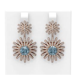 6.2 ctw Aquamarine & Diamond Earrings 18K Rose Gold - REF-327M3G