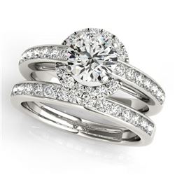 1.86 ctw Certified VS/SI Diamond 2pc Wedding Set Halo 14k White Gold - REF-312A3N