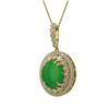 Image 1 : 9.17 ctw Jade & Diamond Victorian Necklace 14K Yellow Gold - REF-245K5Y