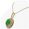 Image 3 : 9.17 ctw Jade & Diamond Victorian Necklace 14K Yellow Gold - REF-245K5Y
