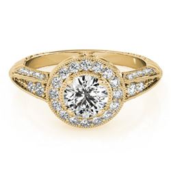 1 ctw Certified VS/SI Diamond Halo Ring 18k Yellow Gold - REF-117H3R