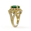 Image 3 : 6.47 ctw Certified Emerald & Diamond Victorian Ring 14K Yellow Gold - REF-178F2M