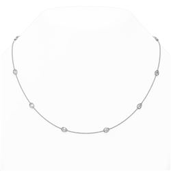 5 ctw Pear Cut Diamond Station Necklace 18K White Gold - REF-820G6W