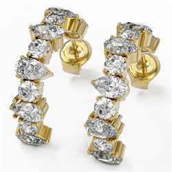 4.42 ctw Pear Cut Diamond Designer Earrings 18K Yellow Gold - REF-416G5W