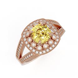 2.09 ctw Canary Citrine & Diamond Victorian Ring 14K Rose Gold - REF-83K6Y