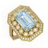 Image 1 : 5.69 ctw Certified Aquamarine & Diamond Victorian Ring 14K Yellow Gold - REF-170W9H