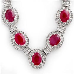 39.70 ctw Ruby & Diamond Necklace 14k White Gold - REF-800X2A