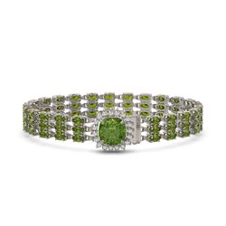 28.56 ctw Tourmaline & Diamond Bracelet 14K White Gold - REF-404Y8X