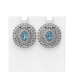 11.4 ctw Aquamarine & Diamond Earrings 18K White Gold - REF-527M3G