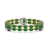 Image 1 : 33.27 ctw Jade & Diamond Bracelet 14K Yellow Gold - REF-354X5A