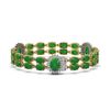 Image 2 : 33.27 ctw Jade & Diamond Bracelet 14K Yellow Gold - REF-354X5A