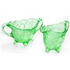 Image 1 : Green Depression Glass Avocado Creamer & Sugar #1446875