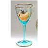 Blue Art Glass Wine Stems w Gold Leaves (6) #1447004