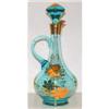 Blue Art Glass Wine Decanter w 24k Gold Leaves #1447005