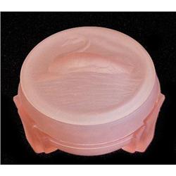 SWIMMING SWAN Pink Satin Glass Powder Jar #1447018