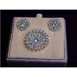 B David Rhinestone Brooch and Earrings #1447055