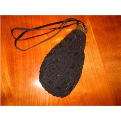 Black silk beaded evening bag #1447168
