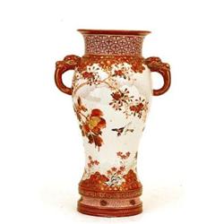 19C Japanese Kutani Vase Dragon Handles Sg #1447200