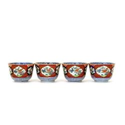 4 Old Japanese Imari Tea Cup w Flowers #1447206