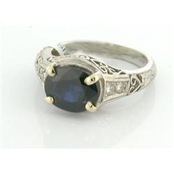 Vintage 3.56ct Sapphire & Diamond 18k Gold Ring#1467687