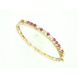 1.75tcw Ruby & 0.95tcw Dia 14k Y Gold Bangle #1473697