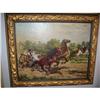 Image 1 : Oil on canvas carriage and horse, signed, #1487479