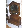 Lg Quartersawn Oak Hall Seat w/ Beveled Mirror #1487780